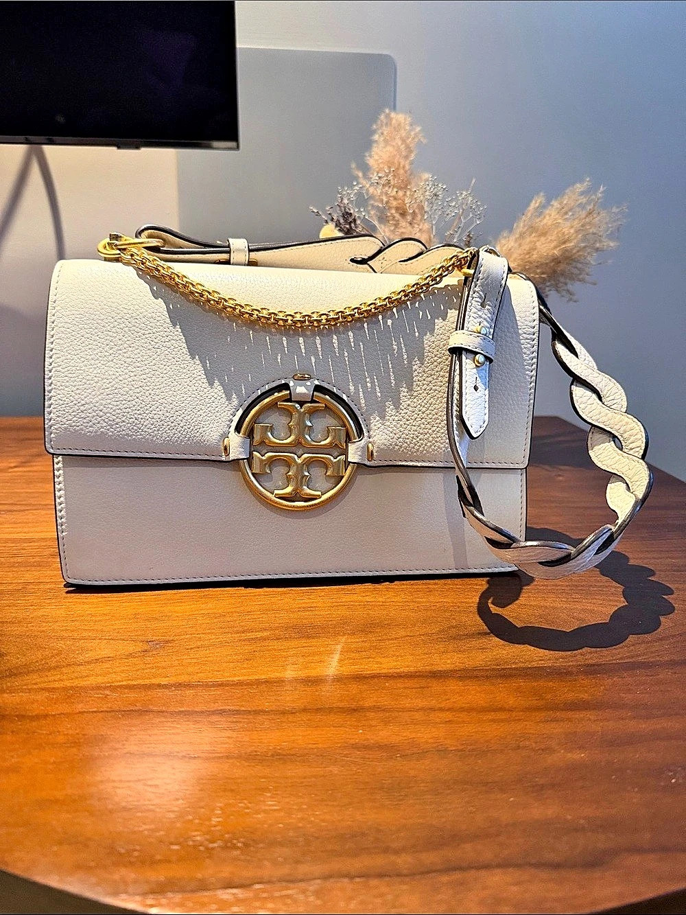 Tory Burch Small Miller Shoulder Bag White & Gold